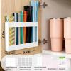 New 9.5&rdquo; Large Acrylic Straw Holder for Cabinet Door with Detachable Ultra Sticky Adhesive Squares and Stickers, 2026 Reusable Straws Organizer Storage Dispenser for Kitchen Counter Cupboard - 3