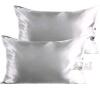 New 2pc Queen Size Satin Pillowcase Slipcovers Grey Silver, 20" &times; 30"