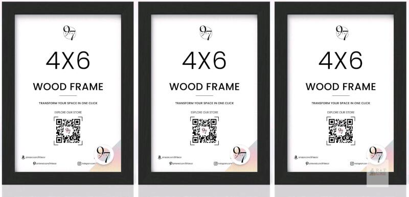 3 New 97 Decor Picture Frame - Black Picture Frames 4x6 for Wall Mounting, 4x6 Frame Wood, Natural Wood 4x6 Photo Frame, Wooden 4 By 6 Poster Frame
