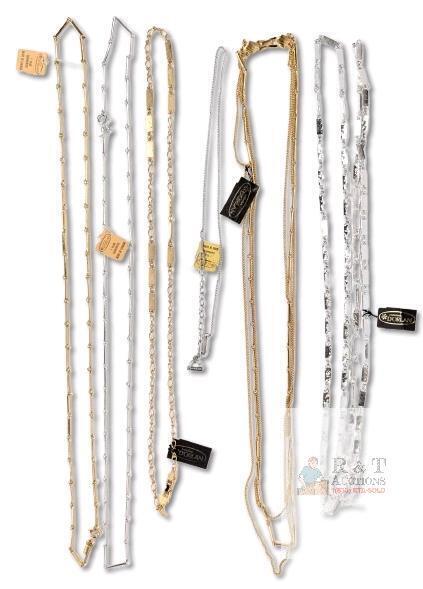 6 Vintage NOS Signed D'ORLAN Necklaces Chains, 16" - 52" Long