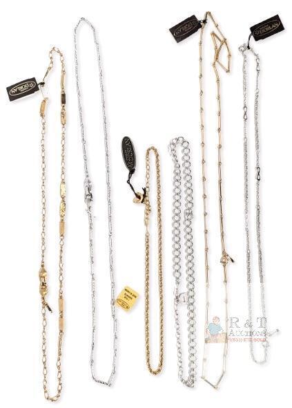 6 Vintage NOS Signed D'ORLAN Necklaces Chains, 16" - 30.5" Long