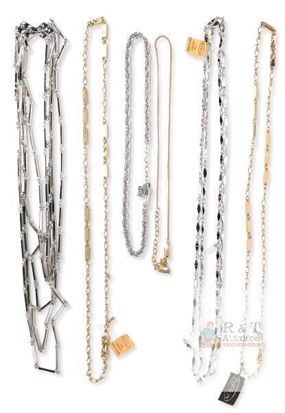 6 Vintage NOS Signed D'ORLAN Necklaces Chains, 16" - 50" Long
