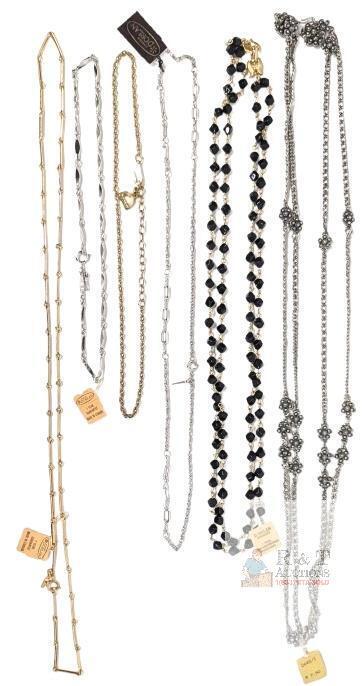 6 Vintage NOS 5 Signed D'ORLAN Necklaces Chains, 15" - 30" Long