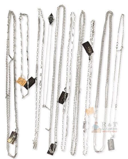 10 Vintage NOS D'ORLAN Necklaces Chains, Signed & Unsigned, 14" - 50" Long