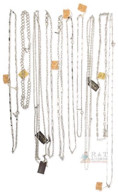 10 Vintage NOS D'ORLAN Necklaces Chains, Signed & Unsigned, 16" - 52" Long