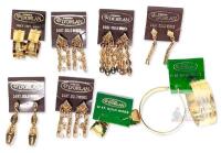 8 Pairs Vintage NOS D'ORLAN Pierced Earrings, 14K Gold Wires, Up To 1.3" Long