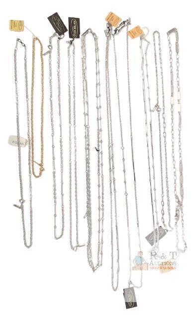 10 Vintage NOS D'ORLAN Necklaces Chains, Signed & Unsigned, 14.5" - 50" Long