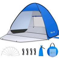 Glymnis Pop-Up Beach Tent, 3-4 Person, 86.6"x74.8"x53.1", UV 50+, Carry Bag, Blue