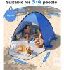 Glymnis Pop-Up Beach Tent, 3-4 Person, 86.6"x74.8"x53.1", UV 50+, Carry Bag, Blue - 2