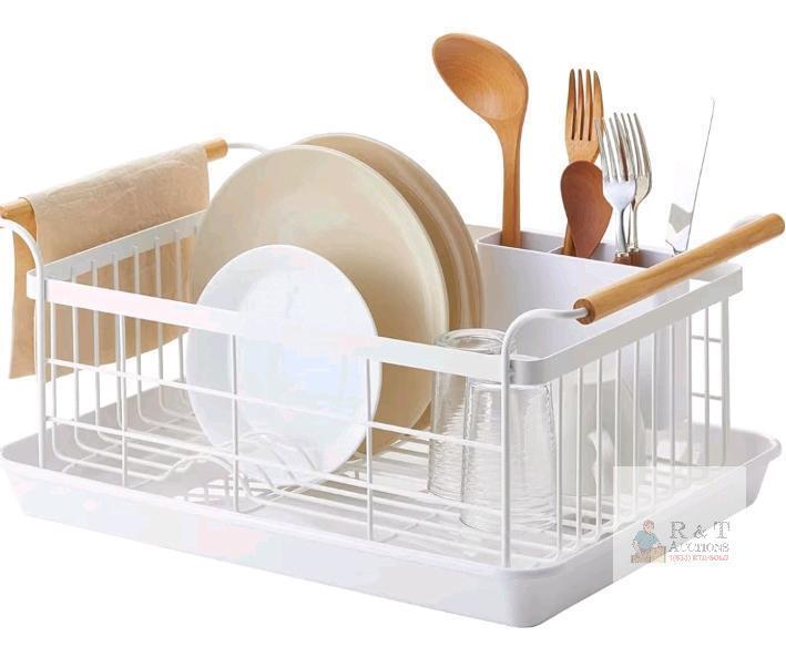 New Yamazaki Home Dish Drying Rack &ndash; Modern White Dish Rack for Kitchen Counter with Removable Drainer Tray and Cutlery Holder . Retail $135 . High Rating