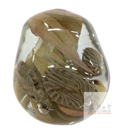 Large Vintage Handblown Art Glass Paperweight, 4" Tall, No Chips or Cracks, Unpolished Pontil At Bottom