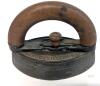 Antique JAS SMART MFG Co, Brockville Ont Sad Iron, Thick Wooden Handle, Cast Iron Base, Handle Releases Well, 5" Tall - 3