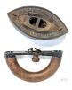 Antique JAS SMART MFG Co, Brockville Ont Sad Iron, Thick Wooden Handle, Cast Iron Base, Handle Releases Well, 5" Tall - 4