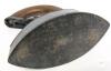 Antique JAS SMART MFG Co, Brockville Ont Sad Iron, Thick Wooden Handle, Cast Iron Base, Handle Releases Well, 5" Tall - 5