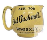 Rare Vintage J A Campbell, Belfast 'Ask for Bushmills Whiskey' Pub Jug Made in England by Crown Ducal,3.8" Tall, Crazing, Chips & Crack Present