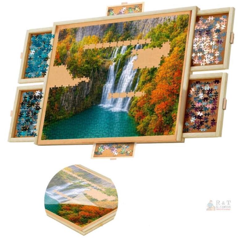 Beyond Innovations Large Rotating Puzzle Board 1500-Piece Capacity, 4 Drawers, Cover, 37"x30" Retails $167