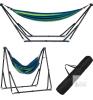 New DlandHome Adjustable Hammock with Stand,2 Person Hammocks with 1 Hammock&1 Hanging Chair,Versatile 2-in-1,Multi-Functional Double Hammock for Camping Garden Patio Indoor(Blue-Green)