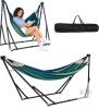 New DlandHome Adjustable Hammock with Stand,2 Person Hammocks with 1 Hammock&1 Hanging Chair,Versatile 2-in-1,Multi-Functional Double Hammock for Camping Garden Patio Indoor(Blue-Green) - 2