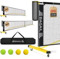 BAGAIL 2-in-1 Portable Pickleball Net System, 22ft & 11ft, Rust-Proof Steel Frame, Carry Bag, Wheels