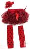 New Size 6-9 Months Baby Girl Summer Ladybug Photo Shoot Set, Frilly Tutu Diaper Cover, Leggings & Gold Dot Floral Headband