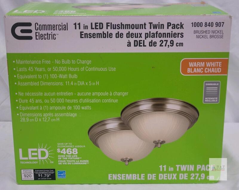 Commercial Electric 11 in LED Flushmount Ceiling Light Twin Pack