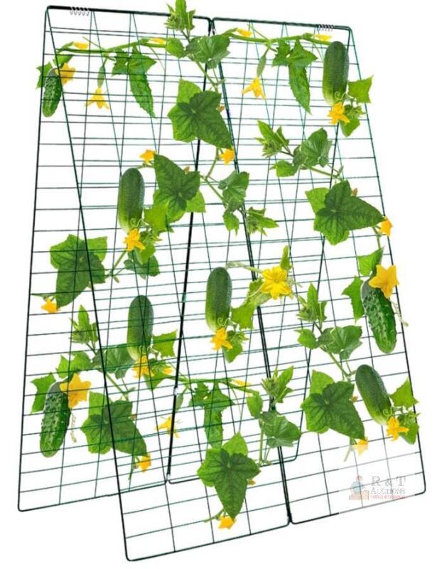 NEW Large 4 Panel 48"x17" Folding Steel Garden Trellis, Clips & Grow Bags, Green, Multi-Configurable