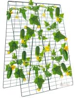 NEW Large 4 Panel 48"x17" Folding Steel Garden Trellis, Clips & Grow Bags, Green, Multi-Configurable