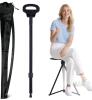 ALEVMOOM Upgraded Folding Cane Seat, Adjustable Height, 550 lbs Capacity, Black NEW