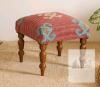 New Handmade Jute Ottoman Stool with Wooden Legs