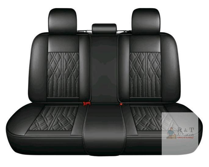 New Huidasource Leather Back Row Seat Covers, Waterproof Rear Split Bench Car Seat Covers, Vehicle Seat Cushion Cover Protector Universal Fit for Most Cars Sedan SUV Pickup Truck(Back Row/Black)