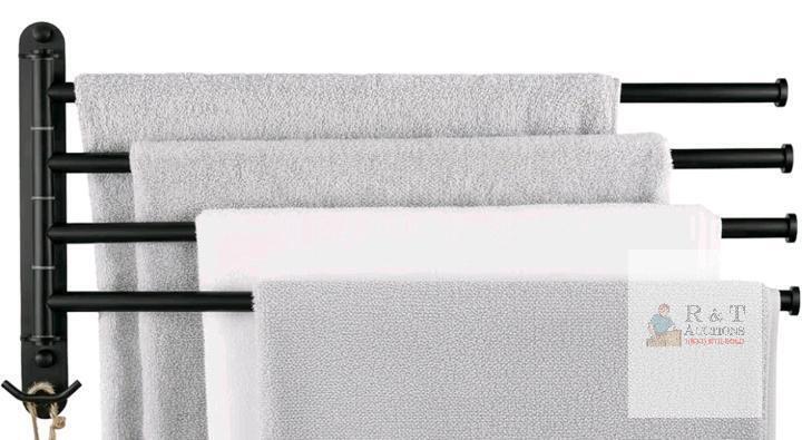 New KES Extra Long 19.5" Swivel Towel Rack, Black