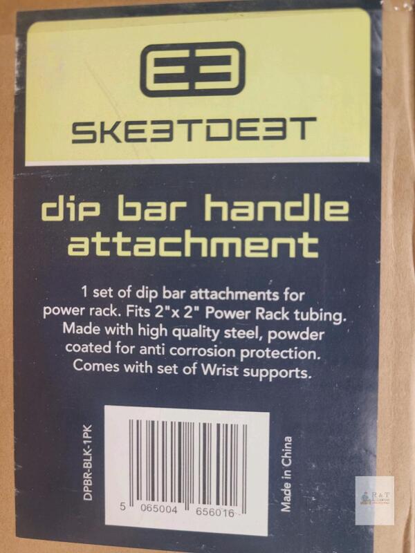 new SKE3TDE3T DPBR-BLK-1PK Dip Bar Handle Attachment for 2"x2" Power Racks, 880 lb Capacity