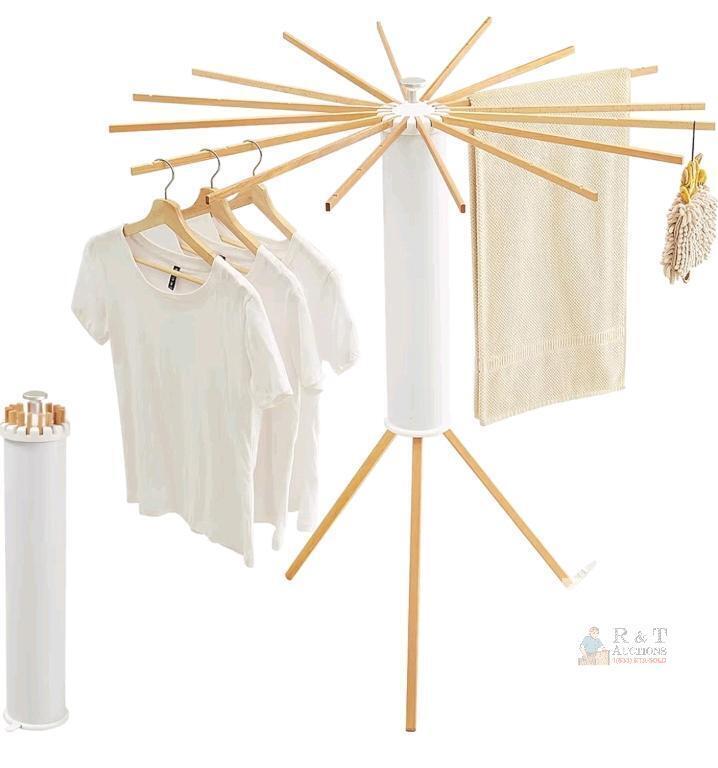 Collapsible Rotary Clothes Drying Rack with 16 Arms, 48" x 44" x 44", 66 lb Capacity