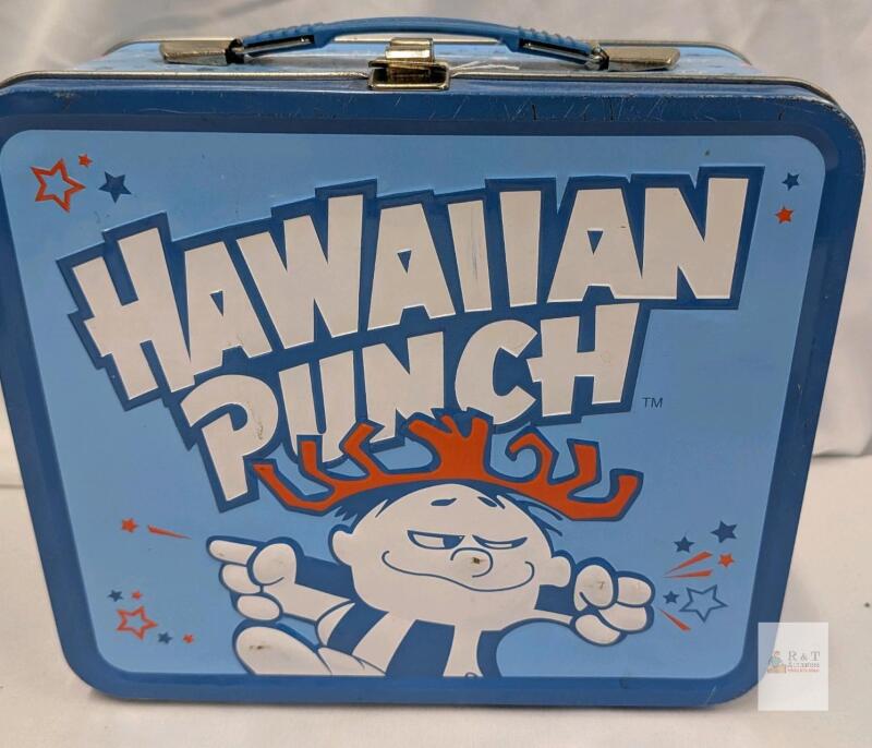 Hawaiian Punch Blue Metal Lunch Box, 7.75" Tin, Punchy Mascot, Early 2000s, Collectible