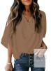 New sz XL AOISAGULA Women&rsquo;s Drape V Neck Blouses 3/4 Sleeve Tops Chiffon Elegant Shirts for Summer Business Casual