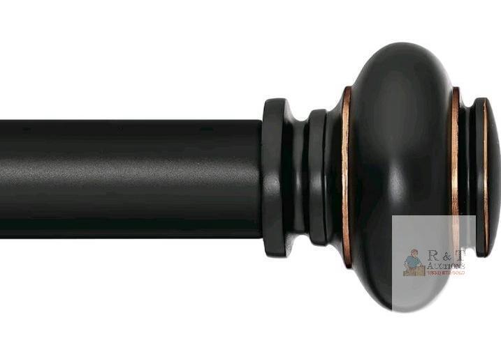 3 New 18"-92" / 120"-170" Black Curtain Rod Adjustable Length 2 Pack, Heavy Duty, Diameter 7/8 inch, Decorative Finials