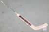 Wooden Sher-Wood RH Goalie Stick Signed by Niagara Area Native Rob Barnhardt . Measures 59.5" Long