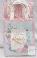 Zoketrition 24 Pcs Mother&rsquo;s Day Gift Bags, Floral Designs, Pink Rope Handles, 8x4x10 in, New
