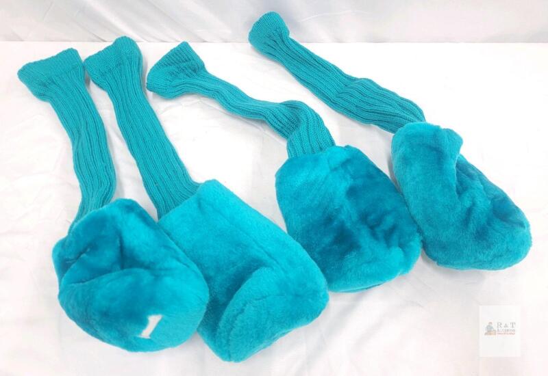 Turquoise Knit & Plush Golf Club Headcovers Set (1, 3, 5, X)