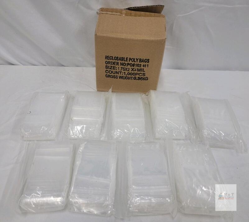1.75" x 2" 2 Mil Clear Reclosable Poly Bags, 1,000 pcs, FDA Approved