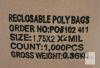 1.75" x 2" 2 Mil Clear Reclosable Poly Bags, 1,000 pcs, FDA Approved - 2