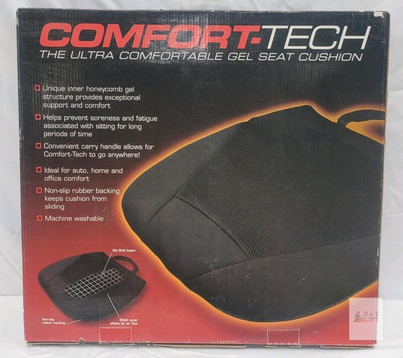 Comfort-Tech Gel Seat Cushion with Honeycomb Design, Black, Portable with Non-Slip Backing