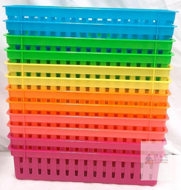 Juvale 12 Pack Assorted Color Plastic Pencil Baskets &ndash; 9.6&rdquo; Stackable Office Supply Organizers