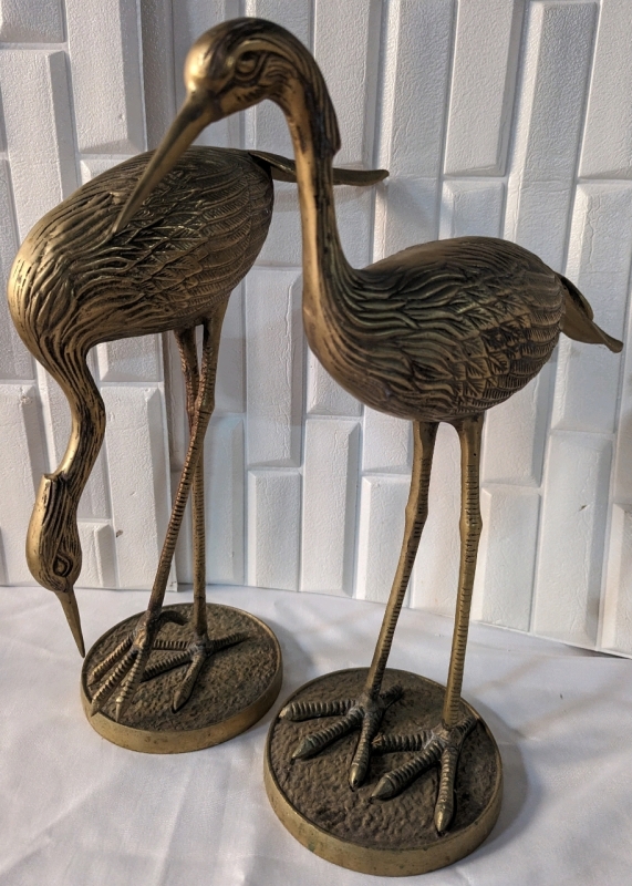 2 Large Metal Bird Statues.