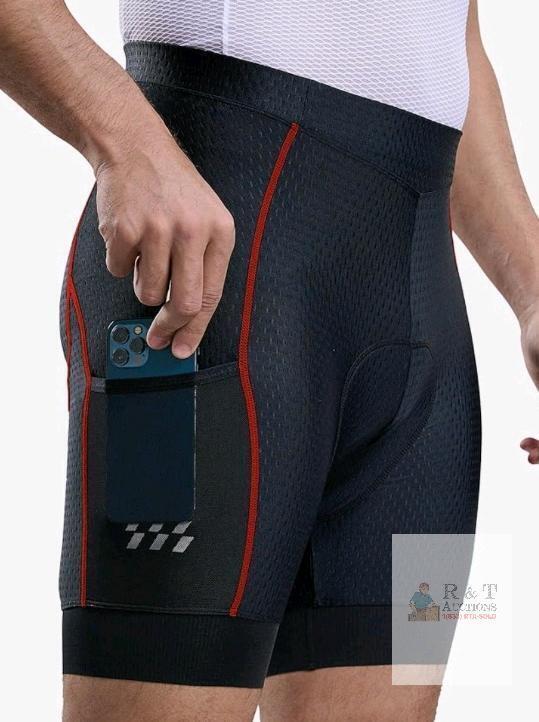 New - Speedcyc Men's Sz. Small Cycling Underwear Bike Shorts 4D Padded Bicycle MTB Liner Shorts Pocket with Anti-Slip Leg Grips