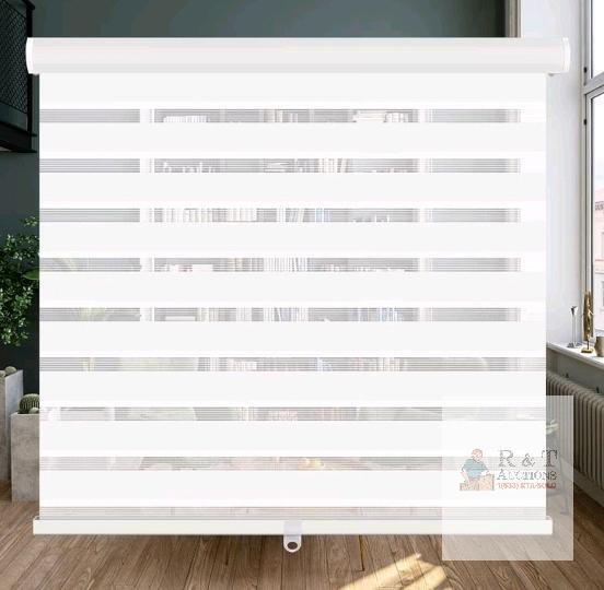 LUCKUP Cordless Zebra Roller Blind 44"x72"" White, Day & Night, Inside/Outside Mount
