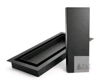 Matte Black Linear Floor Air Vent Register Cover, 3"x10", Modern Steel, Flush Mount