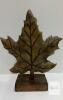 Wooden Leaf Sculpture with Rustic Finish, 12" Tall