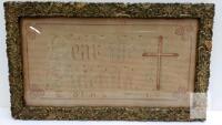 Victorian 1895 Bear the Cross Patiently Needlepoint Sampler, Ornate Gilt Wood Frame, England, Original Frame E.Holland