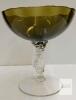 Mid-Century Empoli Italy Glass Compote with Dolphin Stem,7"